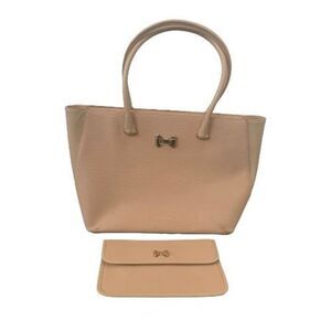 Ted Baker Leather Tote + Clutch Set – Blush Neutral Shoulder Bag